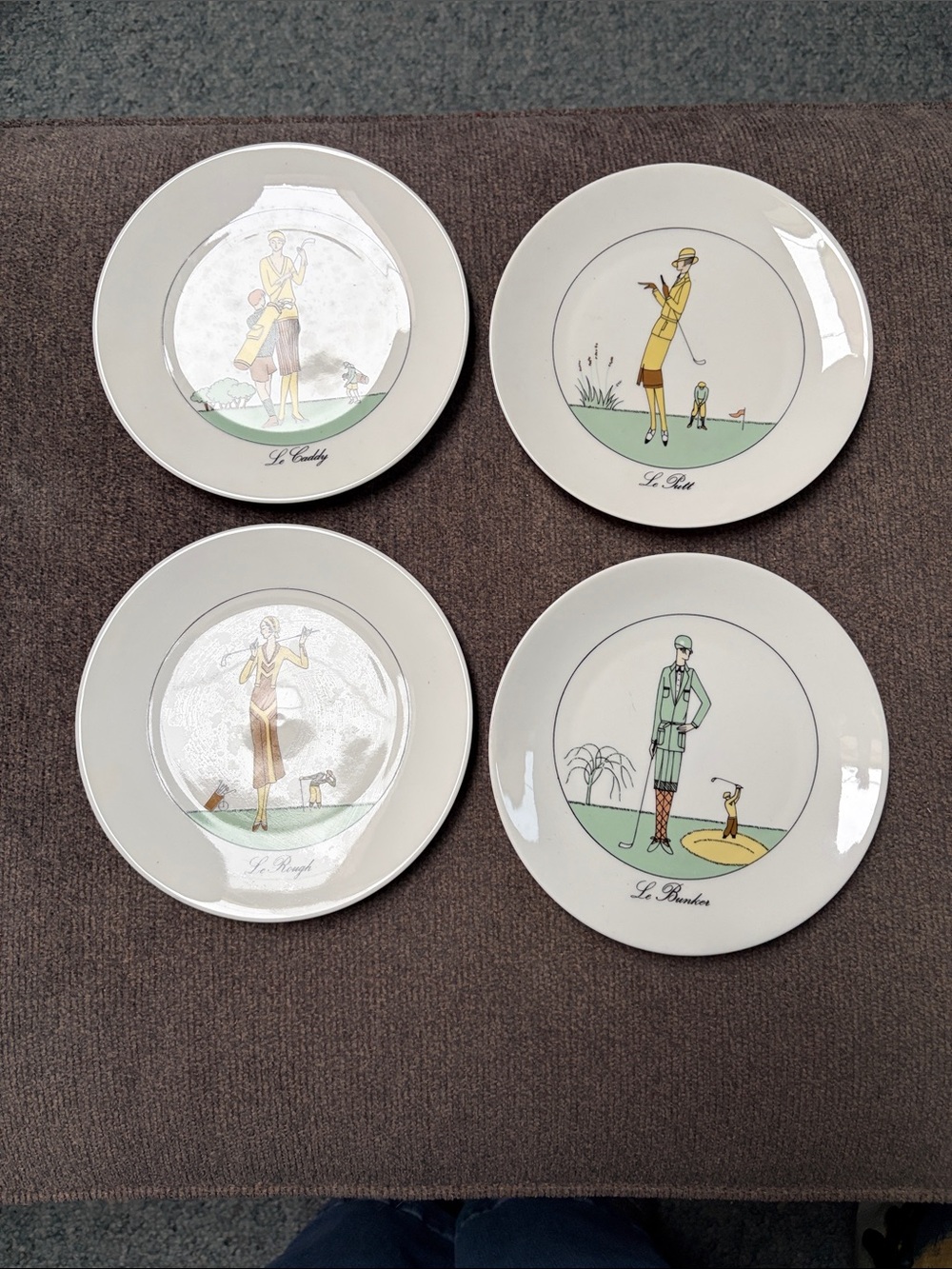 Porcelain D'Auteuil France Golf Plates Set of 4